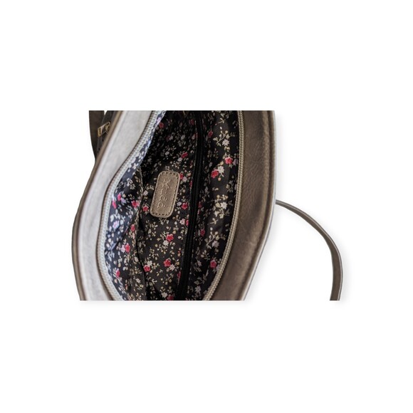 Mudd Women's Vegan Leather Grey Perforated Cross Body With Adjust Shoulder Strap - Picture 4 of 6